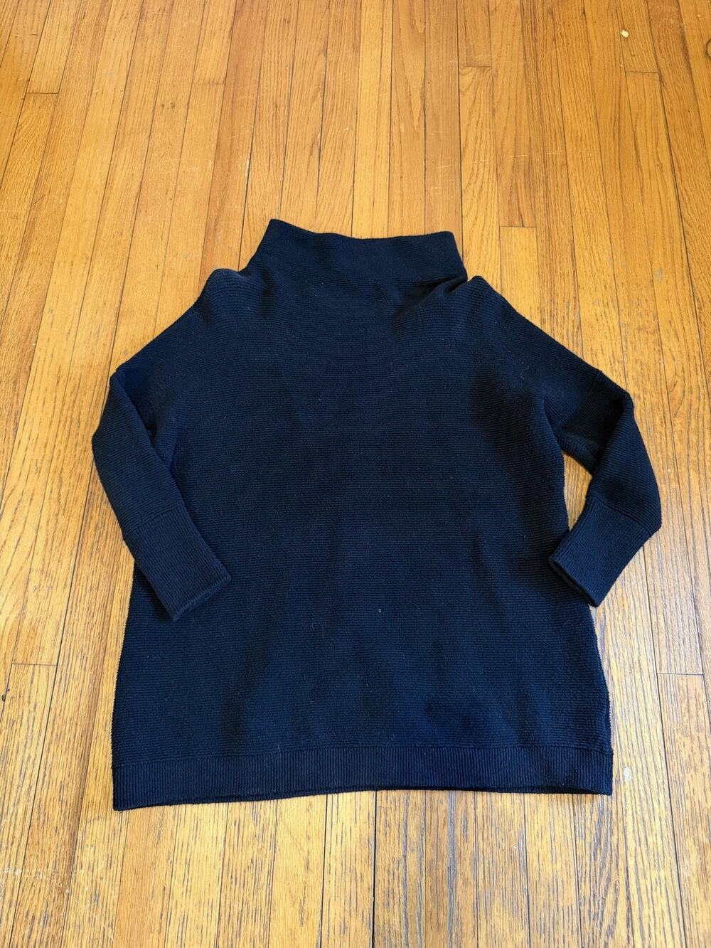Free People Sweater Womens XSmall Black Mock Neck 3/4 Sleeve Knit Pullover